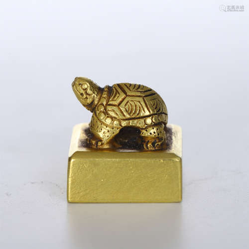 CHINESE PURE GOLD TURTLE SEAL