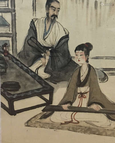 CHINESE SCROLL PAINTING OF MUSICANS