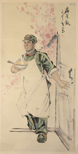 CHINESE SCROLL PAINTING OF A SOILDER