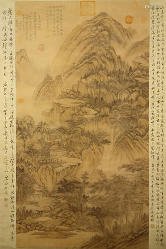 CHINESE SCROLL PAINTING OF MOUNTAIN VIEWS