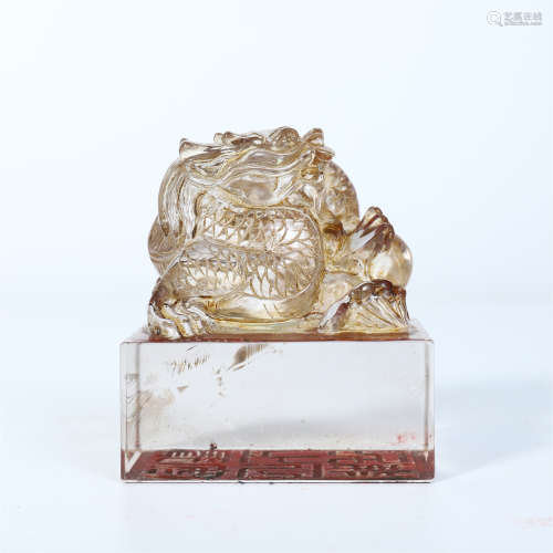 CHINESE ROCK CRYSTAL DRAGON SEAL