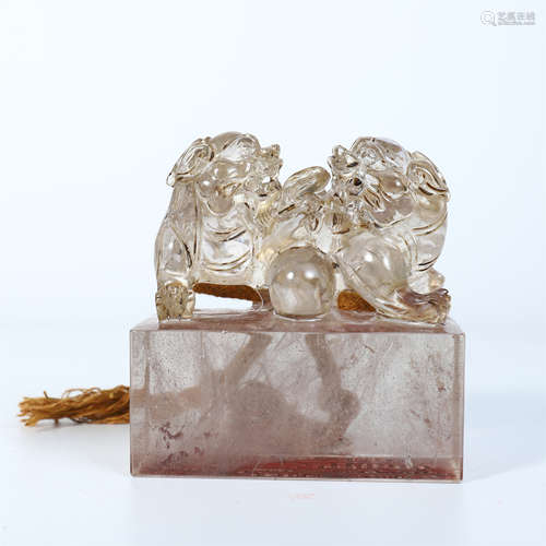 CHINESE ROCK CRYSTAL LIONS SEAL