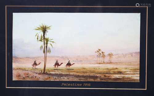 A GOOD 19TH CENTURY FRAMED AND GLAZED WATERCOLOUR 'Palestine 1916', see label on reverse 'Bir