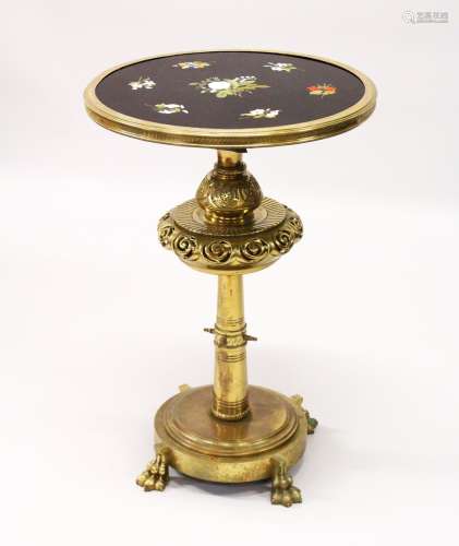 A SUPERB 19TH CENTURY ASHBY MARBLE INLAID CIRCULAR TABLE, the top inlaid with roses and other