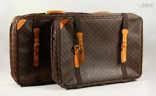 LOUIS VUITTON, A PAIR OF SUITCASES. 70cms x 50cms.