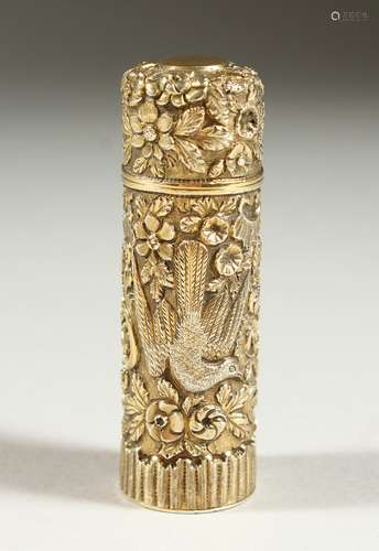 A SUPERB VICTORIAN SILVER GILT SCENT BOTTLE by SAMPSON MORDAN & CO. Retailed by COLLINGWOOD & CO. 46