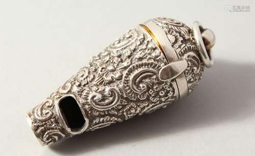 A NOVELTY SILVER WHISTLE VINAIGRETTE on a ring.