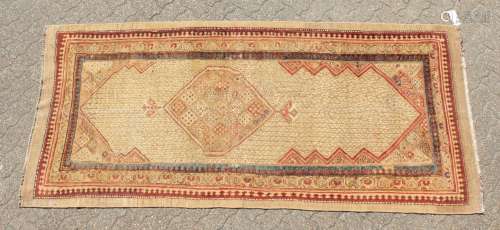 A PERSIAN TRIBAL SARAB RUNNER with long central motif and border. 7ft x 3ft 10ins.