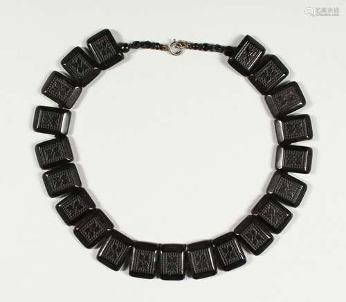 A GOOD WHITBY JET NECKLACE.