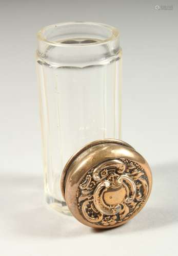 A VICTORIAN CUT GLASS PIN BOX with silver top. Birmingham 1900. 8cms long.