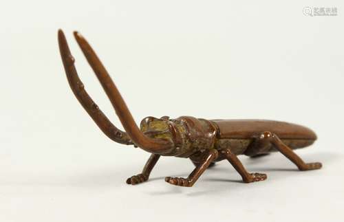 A JAPANESE BRONZE of a STAG BEETLE. 4ins long.