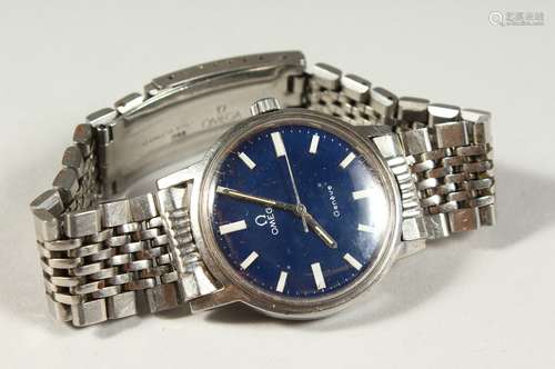 A VERY GOO BLUE FACET OMEGA WRISTWATCH.