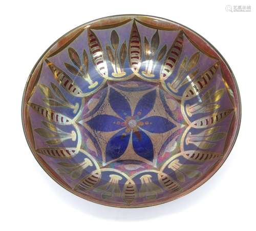 An early 20th century Royal Lancastrian Bowl decorated by William S. Micock with a geometric