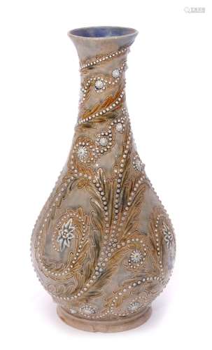 Doulton Lambeth vase circa 1870, designed by George Tinworth, the pear shaped body with an incised