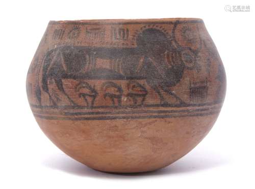Indus Valley terracotta pottery bowl possibly circa 2000BC, Harappan Culture depicting Zebu bulls