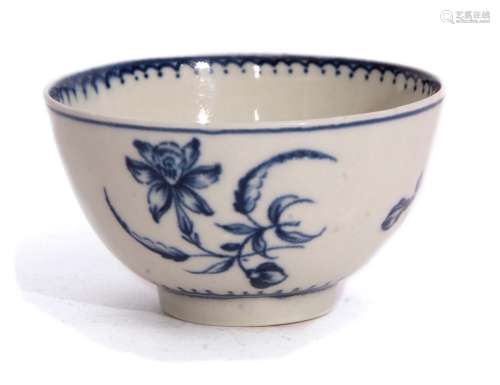 Worcester saucer decorated with a floral spray similar to the well on the interior with a line and