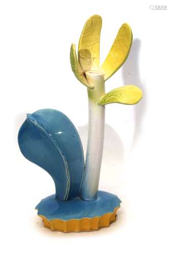 Vase by Richard Slee, decorated in pastel shades of blue and yellow by repute purchased by a student