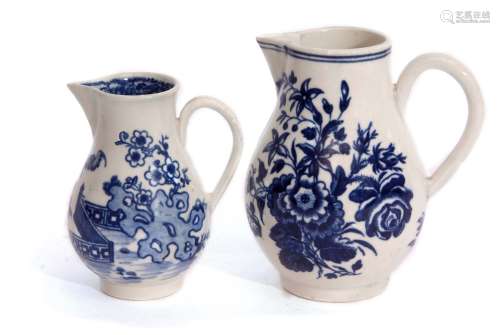 Two Worcester porcelain sparrowbeak jugs, one with the three flowers design, the other with the