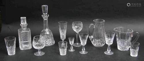 Extensive collection of Waterford Kenmare crystal glass comprising two decanters, two water jugs and