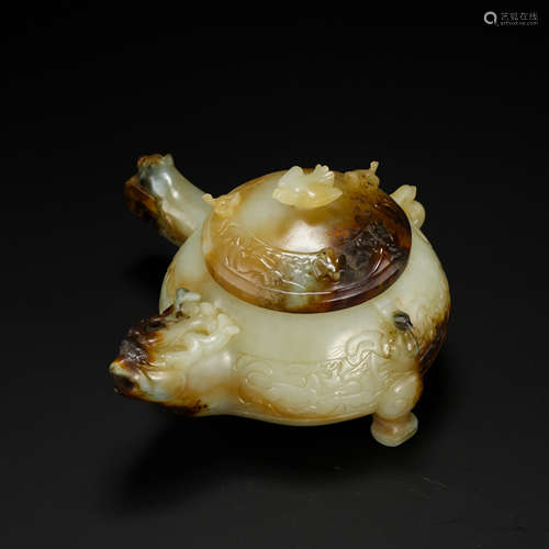 CHINESE NEPHRITE JADE LIDDED CENSER