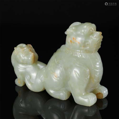 CHINESE CELADON JADE BEAST INCENSE CAGE