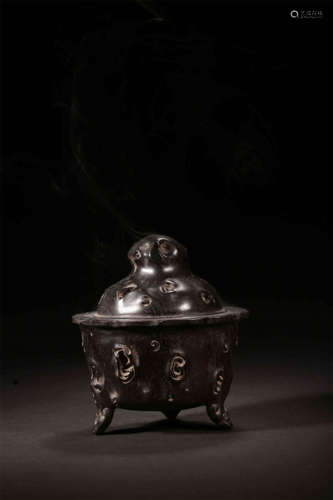 CHINESE HARDWOOD ZITAN LIDDED CENSER