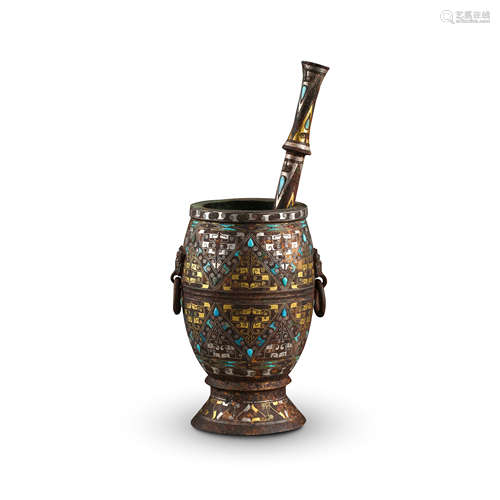 CHINESE TURQUOISE SILVER GOLD INLAID BRONZE CENSER HAN DYNASTY