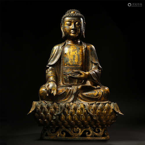 CHINESE GILT BRONZE SEATED SAYKAMUNI