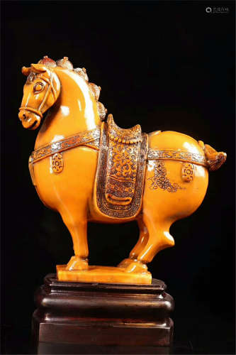 CHINESE TIANHUANG STONE HORSE SCHOLAR'S TABLE ITEM