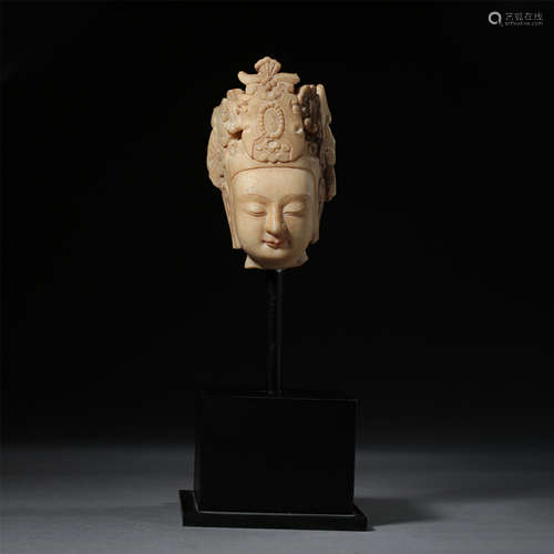 CHINESE WHITE MARBLE BUDDHA HEAD NORTH QI DYNASTY