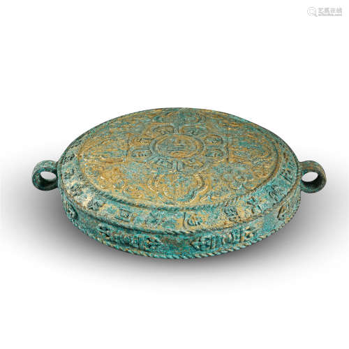 CHINESE GILT BRONZE LIDDED BOX LIAO DYNASTY