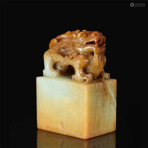 CHINESE ANCIENT JADE DRAGON SEAL