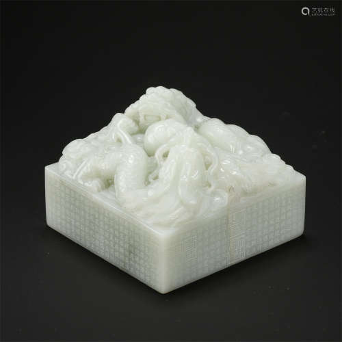 CHINESE WHITE JADE BEAST IMPERIAL SEAL