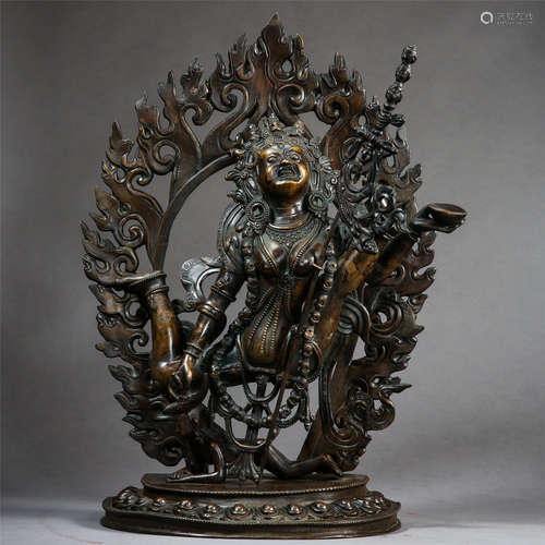 CHINESE BRONZE SEATED GUANYIN WITH NICHE