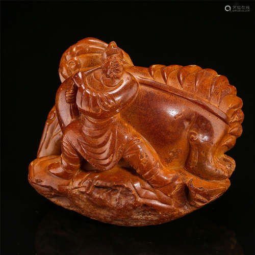 CHINESE HONEY AMBER MAN WITH HORSE