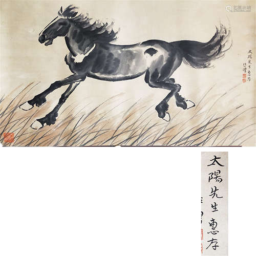 CHINESE SCROLL PAINTING OF HORSE