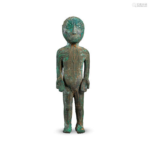 CHINESE ANCIENT BRONZE STANDING FIGURE WARRING PERIOD