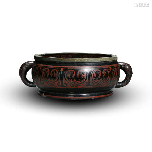 CHINESE LACQUER ROUND CENSER HAN DYNASTY