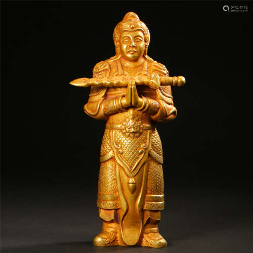 CHINESE PURE GOLD STANDING WARRIOR TAND DYNASTY