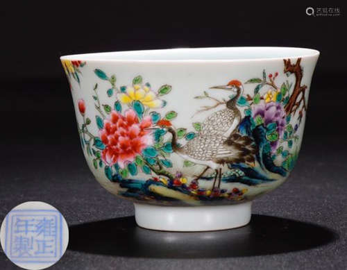 A FAMILLE ROSE GLAZE BIRD&FLOWER PATTERN BOWL