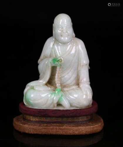 A JADEITE CARVED LUOHAN BUDDHA