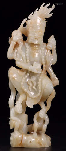 A HETIAN JADE CARVED LUOHAN BUDDHA