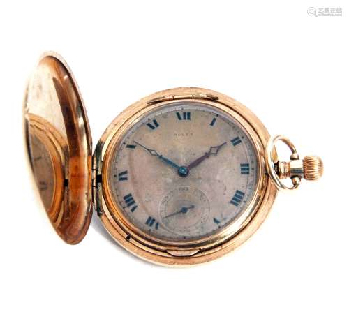 First quarter of 20th century 9ct gold full hunter keyless lever watch, Rolex, movement number