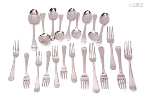 Mixed Lot: comprising a part Old English pattern flatware service comprising two serving spoons, six