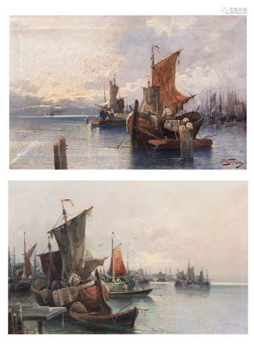 F Sigard (19th century) Italian coastal scenes, pair of oils on canvas, both signed, 46 x 74cm (2)