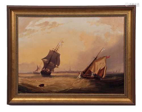 Attributed to William Adolphus Knell (19TH century) Seascape with shipping, oil on canvas, 45 x