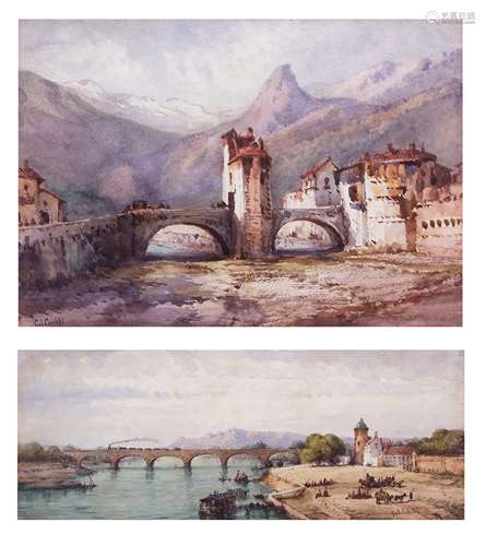 Gabriel Carelli (1820-1900), View of Sapello and one further Italian view, two watercolours, both