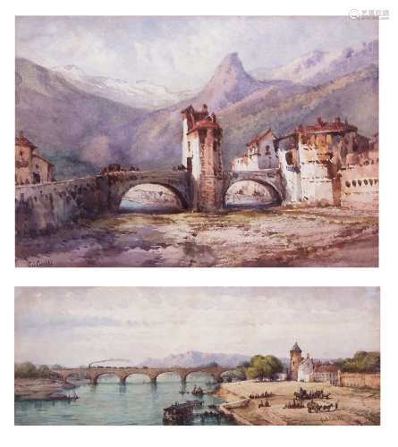Gabriel Carelli (1820-1900), View of Sapello and one further Italian view, two watercolours, both
