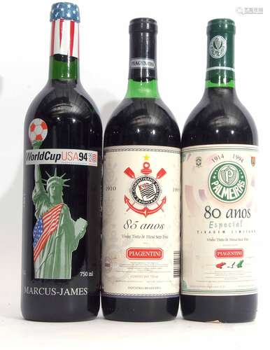 Marcus James wine commemorating the USA World Cup 1994, 1 bottle, Palmeiras 80 years special red