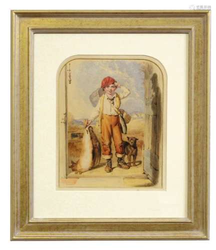 Robert Farrier (1796-1879), The Young Gamekeeper, watercolour, signed lower right, 25 x 20cm